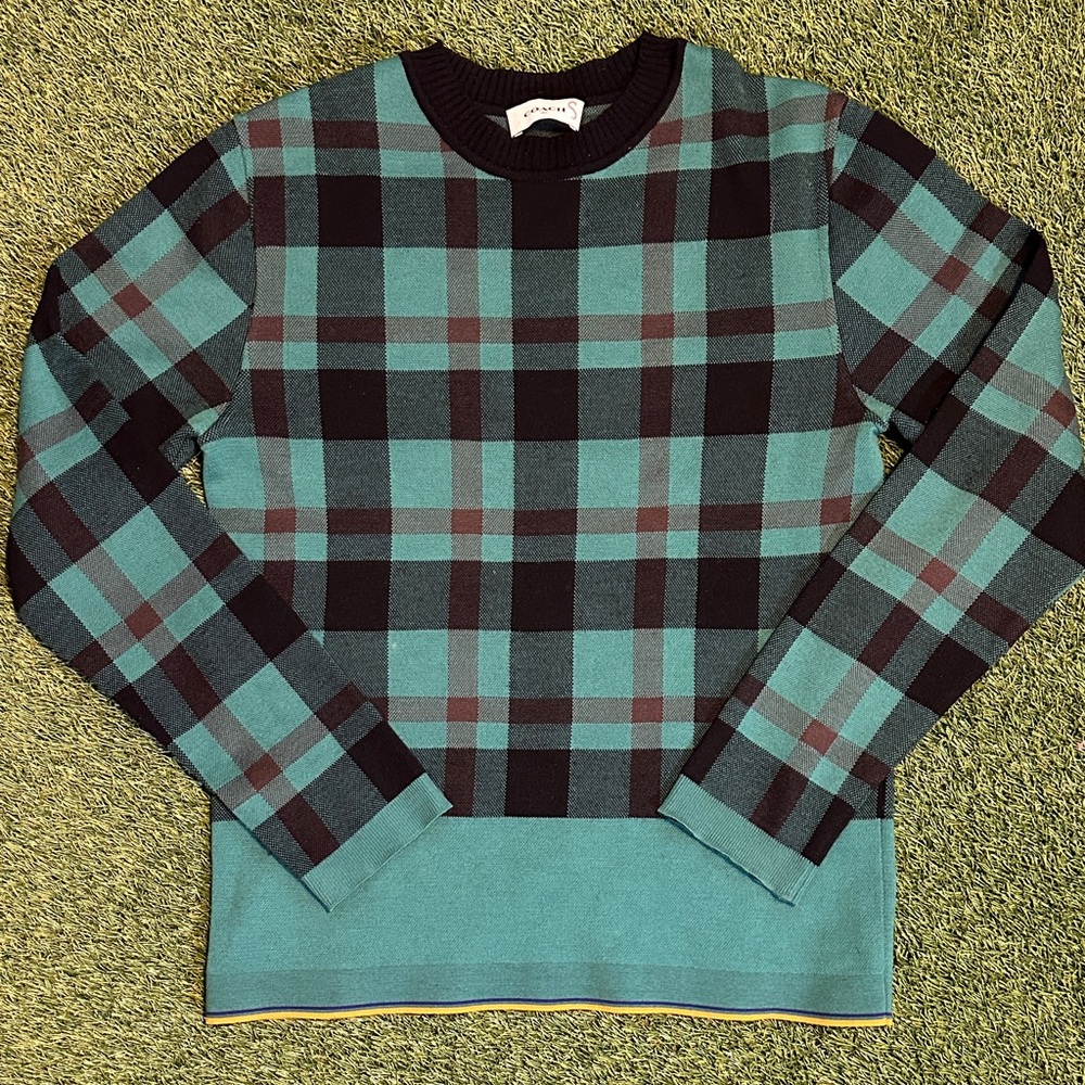 Coach Women’s Crewneck Sweater - Green and Black Plaid